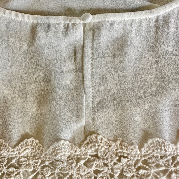 ANDREE, ELEGANT, CREAM COLOR, SHEER, EMBROIDERED, LACE TOP WITH ROUND NECK.SIZES - Picture 10 of 11
